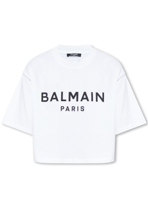 Tシャツ・カットソー BALMAIN FW23 TURTLENECK SHIRT (BH1KH015_KE936AE) Biały T-shirt z logo Balmain - Vitkac Polska